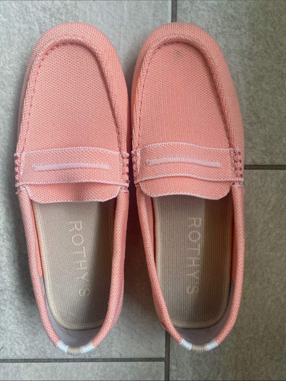 Rothy's Coral Knit Penny Loafers - Peachy Coral